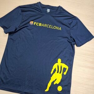 FC Barcelona T-Shirt Mens L Blue Soccer Jersey Graphic Short Sleeve